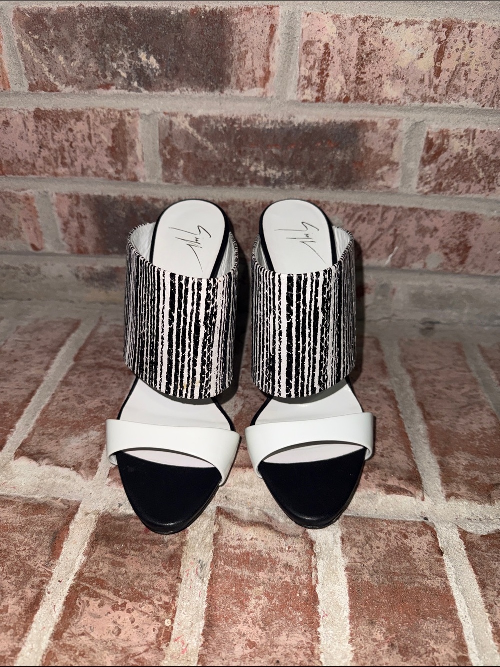 Giuseppe Zanotti Black & White Striped heels size 37